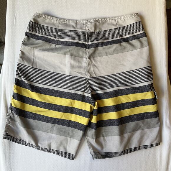Ezekiel Men Swimming Trunks 32 Gray Striped Bermuda Board Shorts Logo 8" Inseam - Picture 9 of 9